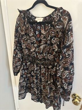 Cleobella Navy and Brown Paisley Boho Dress